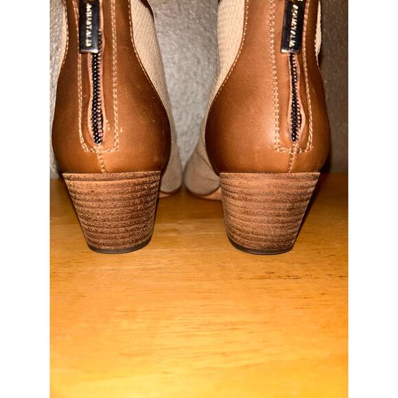 Aquatalia Marvin K Boho Hippie Stacked Heel Perforated Leather Ankle Boots - Picture 7 of 9